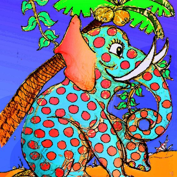 Elle the Elephant Canvas Reproduction